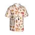 thumbnail image 2 of Balery Retro Autum Mushrooms Print Men's Hawaiian Shirts Short Sleeve Beach Shirt Relaxed Fit Vacation Button Down Shirts-Small, 2 of 9