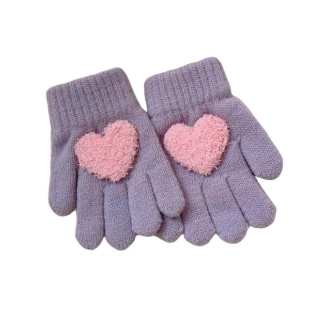 Solid Color Woolen Gloves for Children Outdoor Warm Knitted Gloves