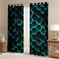 thumbnail image 2 of jejeloiu Modern Geometric Honeycomb Curtains Pack of 2 (42x84 Each),Abstract 3D Hexagon Curtains Blackout,Teal Black Bedroom Curtains For Boys Kids,Breathable Home Decor, 2 of 6