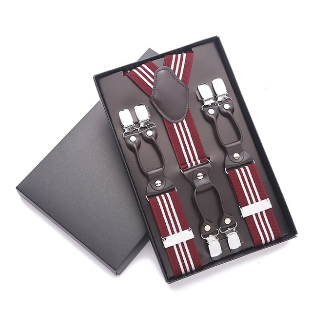 Bretelles pour Hommes avec 6 Clips Solides en Forme de Y, Grand Costume de Smoking en Cuir