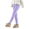 thumbnail image 6 of HAOTAGS Toddler Girls Leggings Fleece Lined, Fall Winter Warm Yoga Pants Casual High Waisted Full Length Leggings Purple 9 Years, 6 of 10