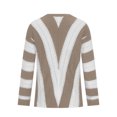 thumbnail image 6 of Lovskoo 2024 Sweaters for Women Winter Casual Striped Color Blocking V-Neck Long Sleeve Pullover Knitted Sweater Top Blouse Sweater Khaki, 6 of 7