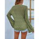 thumbnail image 5 of Tops De Punto De Manga Larga, Suéter De Punto Informal Transpirable Ahuecado Para Mujer Encantador Para La Oficina Para Ir De Compras Para Mujer ANGGREK Verde L, 5 of 8