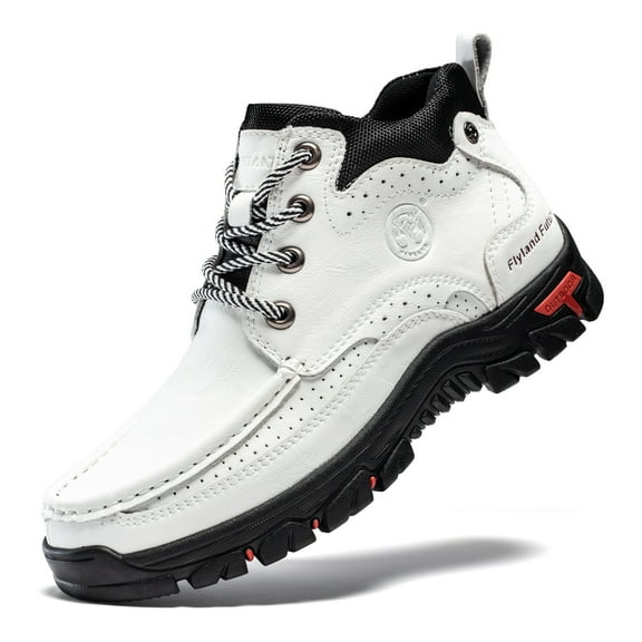 Flyland Men's Ankle Boots Fashion High Top Casual Leather Shoes Outdoor Anti-Slip Male Shoes