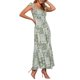thumbnail image 4 of Vestido impreso de verano Inspire Chic para mujer, con tirantes de espagueti, escote cuadrado, corte A, largo maxi, talla XS, color verde, 4 of 6