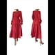 thumbnail image 3 of Vestidos de Invitada de Boda de Otoño para Mujer, con Mangas Largas Abullonadas, Fruncido, Cuello Redondo, Informal, Escalonado, Corte A, Vestido Fluido Rojo S, 3 of 7