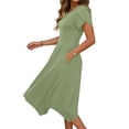 thumbnail image 4 of Wowcloth Women's Flutter Sleeve Dress with Round Neck and Irregular Hemline, Solid Color Short Sleeve Design for Daily Wear and Casual Wears, 4 of 6