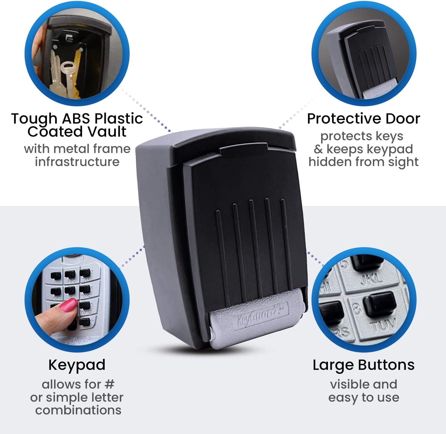 KeyGuard SL-590 Punch Button Key Storage Wall Mount Lock Box, Black Finish