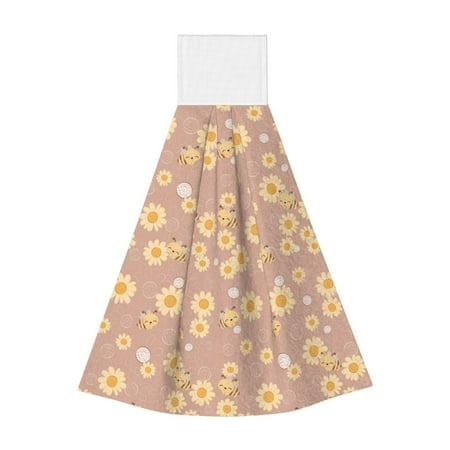 

Horeoi Cute Bee Print Coral Fleece Microfiber Hanging Hand Towel Absorbent Hand Towel Quick Dry Thicken Cleaning Cloths Wipes Rags for Kitchen & Bathroom