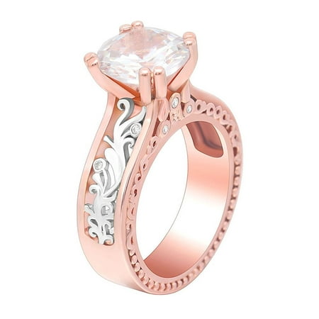 Nadia Two-toned Rose Gold Plated Engagement Bridal Ring Ginger Lyne