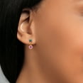 thumbnail image 4 of Gem Stone King 14K Yellow Gold Pink Moissanite and Blue Diamond Drop Dangle Earrings for Women (0.66 Cttw, Gemstone Birthstone, Round 4MM and 3MM), 4 of 4