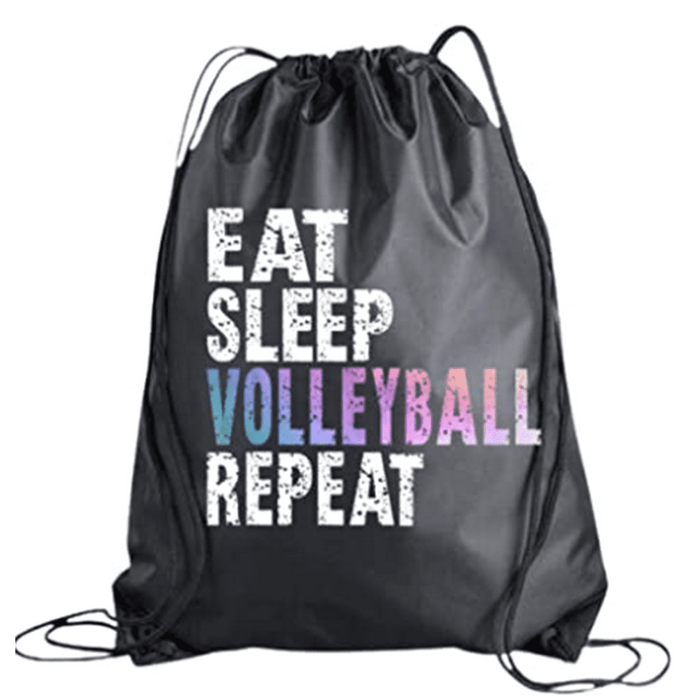 Sportybella Volleyball Drawstring Bag for Girls, Eat Sleep Volleyball