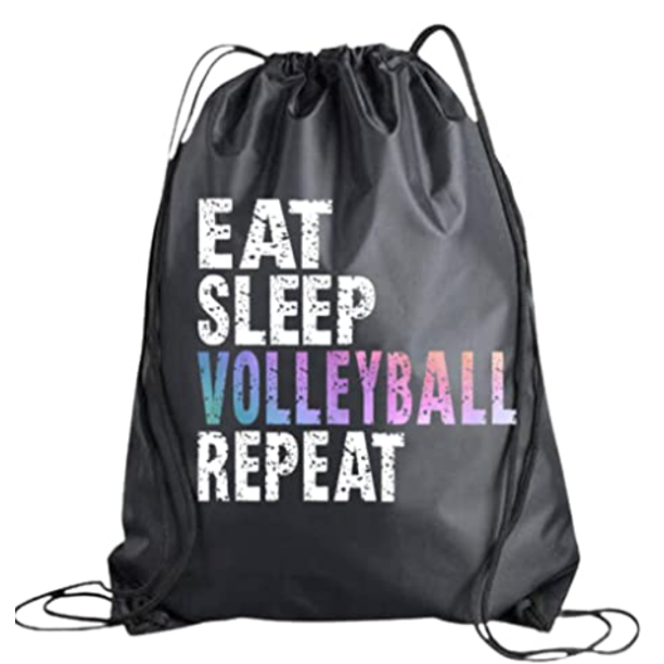 Sportybella Volleyball Drawstring Bag for Girls, Eat Sleep Volleyball