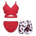thumbnail image 1 of RUNQHUI Ensemble Bikini 3 Pcs pour Filles Soutien-Gorge Croisé avec Short Imprimé Maillots de Bain Rouge 8-9 Ans, 1 of 6