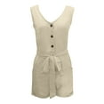 thumbnail image 4 of vigerkar Womens Casual Summer Vneck Ruffle Sleeveless Rompers Beige, S, 4 of 5