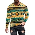 thumbnail image 2 of Styesk Chemises pour Hommes Homme Mode Décontractée Imprimé Col Rond Manches Longues Chandail Imprimé Blouse, 2 of 5