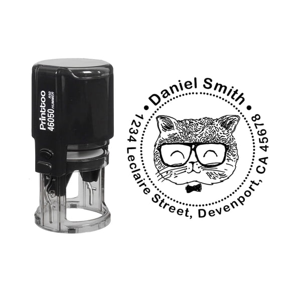 Printtoo Black Housewarming Address Roound Personalized&nbsp;Self Inking Address Stamp Custom Housewarming Rubber&nbsp;Stamper-50 mm Diameter