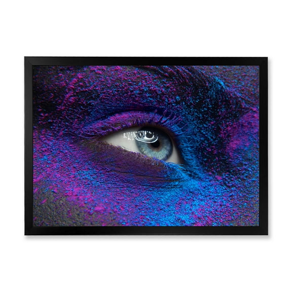 Designart 'Woman Eye With Dry Paint Dust Pigment On Face' Modern Framed Art Print