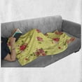thumbnail image 6 of Rose Soft Flannel Fleece Throw Blanket, Old Fashioned Pattern Feminine Romantic Bouquets Corsage on Dotted Backdrop, Cozy Plush for Indoor and Outdoor Use, 60" x 80", Yellow Coral Green, by Ambesonne, 6 of 6