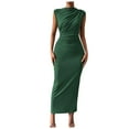 thumbnail image 3 of kamemir Women's Ruched Bodycon Dress Summer Casual Sleeveless Back Slit Elegant Club Evening Party Maxi Dresses(Green,M), 3 of 6