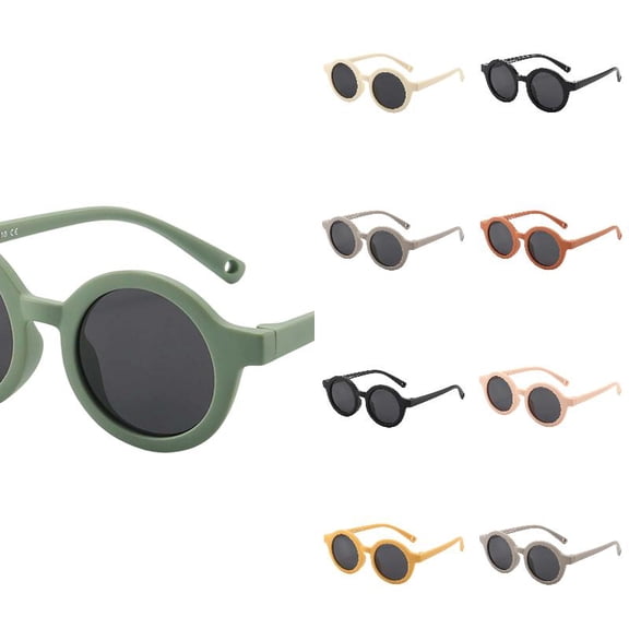 Wdgfv Baby Foldable Sunglasses Round Polarized Sunglasses with Adjustable Flexible Frame for Toddler & One Size