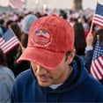thumbnail image 2 of US 250th Anniversary Celebration Casual Hat Cool Washed Distressed Adjustable 1776-2026 Patriotic Baseball Cap for Men Women,Watermelon Red, 2 of 5