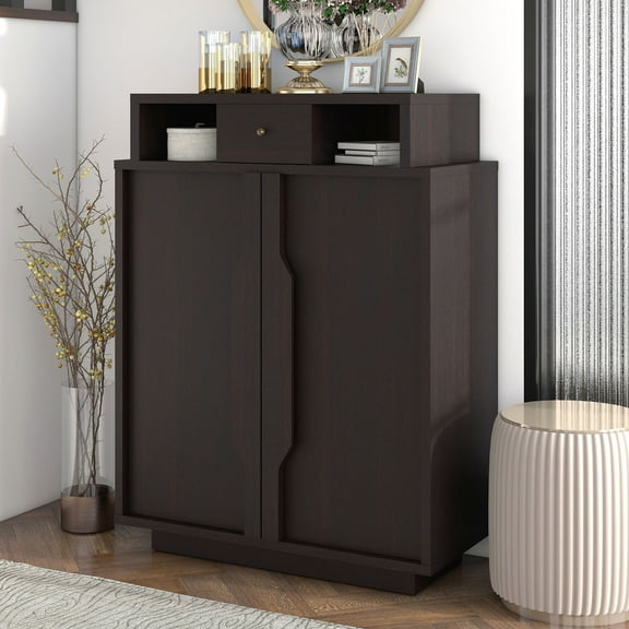 Furniture of America Stassie Storage Shoe Cabinet, Espresso