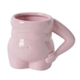 thumbnail image 1 of Taza de cerámica creativa con asa, 400 ml, de porcelana, única y original. Rosa, 1 of 9