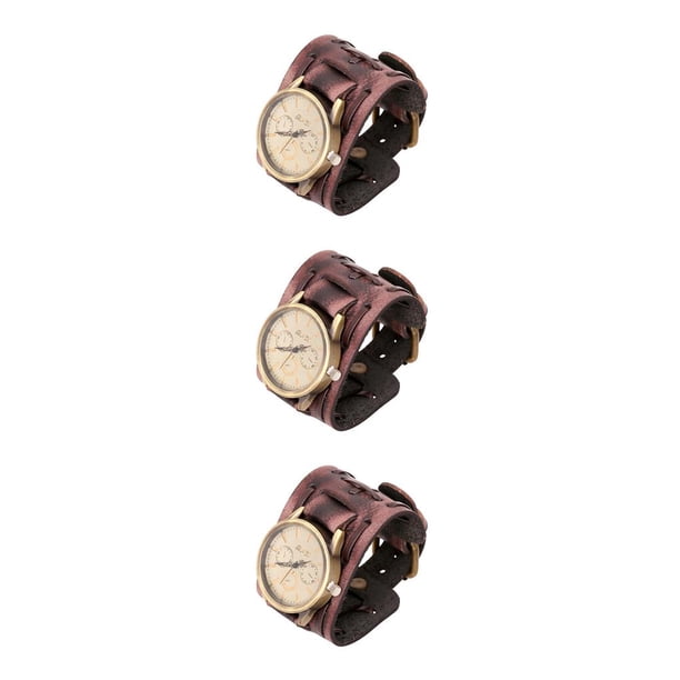 Reloj de cuarzo para hombre Minnieouse correa de cuero Negro Marrón CBP099849