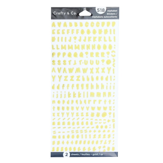CRAFTY & CO. Alphabet Stickers or Decorative 518 pcs, 2 Sheets