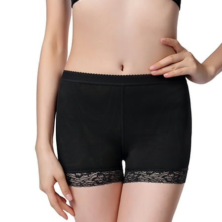 Defitshape Women s Padded Butt Lifter Shapewear Seamless Mid Waist Lace Removable Hip Enhancer Body Shaper Shorts Underwear Booty Lifting Panties Fullness Big Butt Black Small