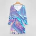 thumbnail image 4 of Colorful Oil Paint Long Sleeve Dresses For Women Vintage Elegant Party Dress Oversized V-neck Dress S-8XL, 4 of 7