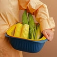 thumbnail image 4 of Cesta de lavado de verduras de doble capa de plástico Cesta de drenaje Cesta de lavado de verduras multifuncional Cesta de verduras de frutas Lavabo de verduras Ormromra ZYY-1747, 4 of 5