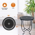 thumbnail image 2 of KABB 17-Inch Tall 14 inch Round End Table, Unique Relief Ceramic Tile Tabletop, Metal Scrollwork Accent, Black, 2 of 7