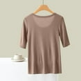 thumbnail image 4 of Loopsun Plus Size Womens Summer Tops, Women's Fashionable Casual Loose Solid Color Short Sleeved T-shirt Top Short Sleeved Khaki M, 4 of 5