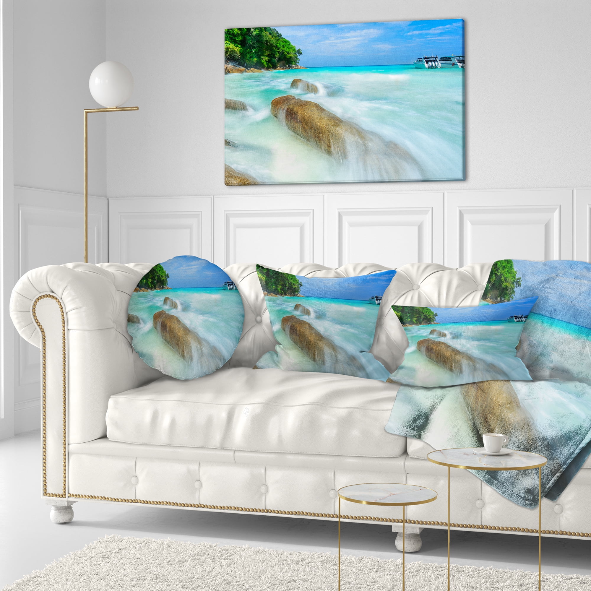 Designart Tachai Island in Thailand Landscape - Photography Throw Pillow - 12x20