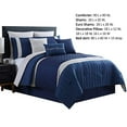 thumbnail image 2 of Basel Pleated Queen Comforter Set with Diamond Pattern The Urban Port, Blue and White- Saltoro Sherpi, 2 of 2