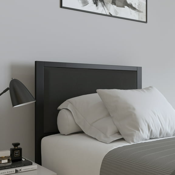 Merrick Lane Twin Size Headboard Black Fabric Upholstered Headboard With Metal Frame and Adjustable Rail Slots
