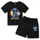 thumbnail image 3 of Conjunto de 2 camisetas y pantalones cortos de Disney Stitch para niños de 2 a 12 años, ropa informal de verano de manga corta con estampado de anime para niños, 3 of 5