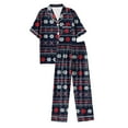 thumbnail image 4 of UngA Christmas Pajamas Womens Short Sleeve Sleepwear Long Pants Soft Button Down Loungewear Silk Christmas Pajamas for Women,Size L, 4 of 5