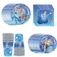 thumbnail image 3 of Disney-Juego de vajilla con temática de Cenicienta para niña, suministros de fiesta, globos, vasos, platos, servilletas, manteles, 3 of 4