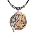 thumbnail image 3 of Yinanstore 4xVintage Steampunk Angle Wing & Gear Pendant Necklace With Leather Rope Chain 4 Pcs, 3 of 6