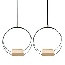 2-Pack Black Macrame Plant Hanger with Wood Stand, Hanging Planter for Indoor & Outdoor Use, Boho Home Decor (Pot/Plants Not Included)