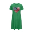 thumbnail image 3 of Uootdi Womens Patriotic Dresses Crew Neck Short Sleeve USA Heart Print Sundresses Casual Loose Breathable Soft Stretchy Daily Wear Dresses Gift, 3 of 6