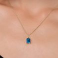 thumbnail image 3 of Gem Stone King 14K Yellow Gold London Blue Topaz Pendant Necklace | 1.98 Cttw | Gemstone November Birthstone | Emerald Cut 8X6MM | Gold Necklace for Women | With 18 inch Gold Chain, 3 of 6