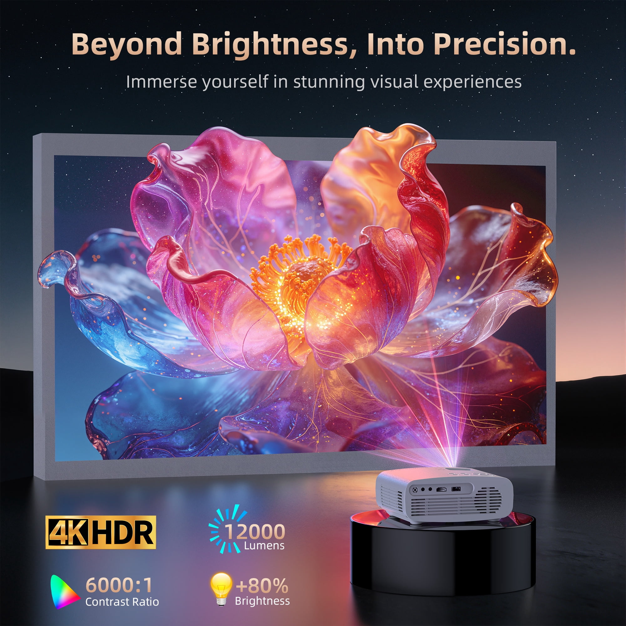 CEBORY 5G WiFi Projector With Bluetooth, Native 1080P Outdoor Movie Projector (Projector Screen and Tripod Included), Mini Portable Video Projector Compatible With HDMI/ USB/ AV/ Smartphone/ TV Stick