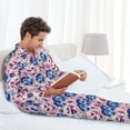 thumbnail image 5 of KLL blue record rock Skull Sleepwear Mens Flannel Pajamas,Long Cotton Pj Set, 5 of 7
