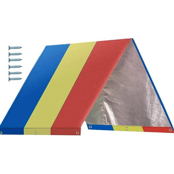 Kids Playground Roof Swing Set Replacement Tarp 52" × 90" Canopy Roof Canopy ReplacementCanvas Cover Replacement Waterproof Trap Cover Made of 210D Oxford Silver Coated Fabric