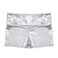 thumbnail image 6 of Manyakai Gymnastic Ballet Dance Outfit for Girls Sleeveless Metallic Leotard Bodysuit with Shorts Silver 10, 6 of 7