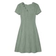 thumbnail image 3 of Lenpel Womens Summer Boho Dresses Fashion Eyelet V Neck Short Sleeve Knee Length Sundresses Casual Loose Dresses, 3 of 6